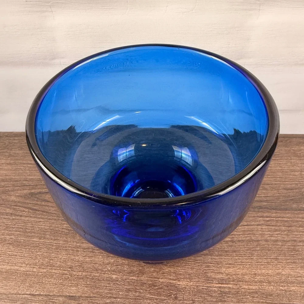 Blenko 596 Persian Blue Art Glass Vase Mid Century Modern - READ